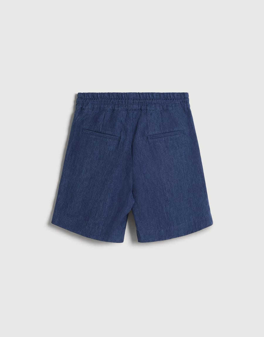 Délavé linen Bermuda shorts Denim Boys - Brunello Cucinelli