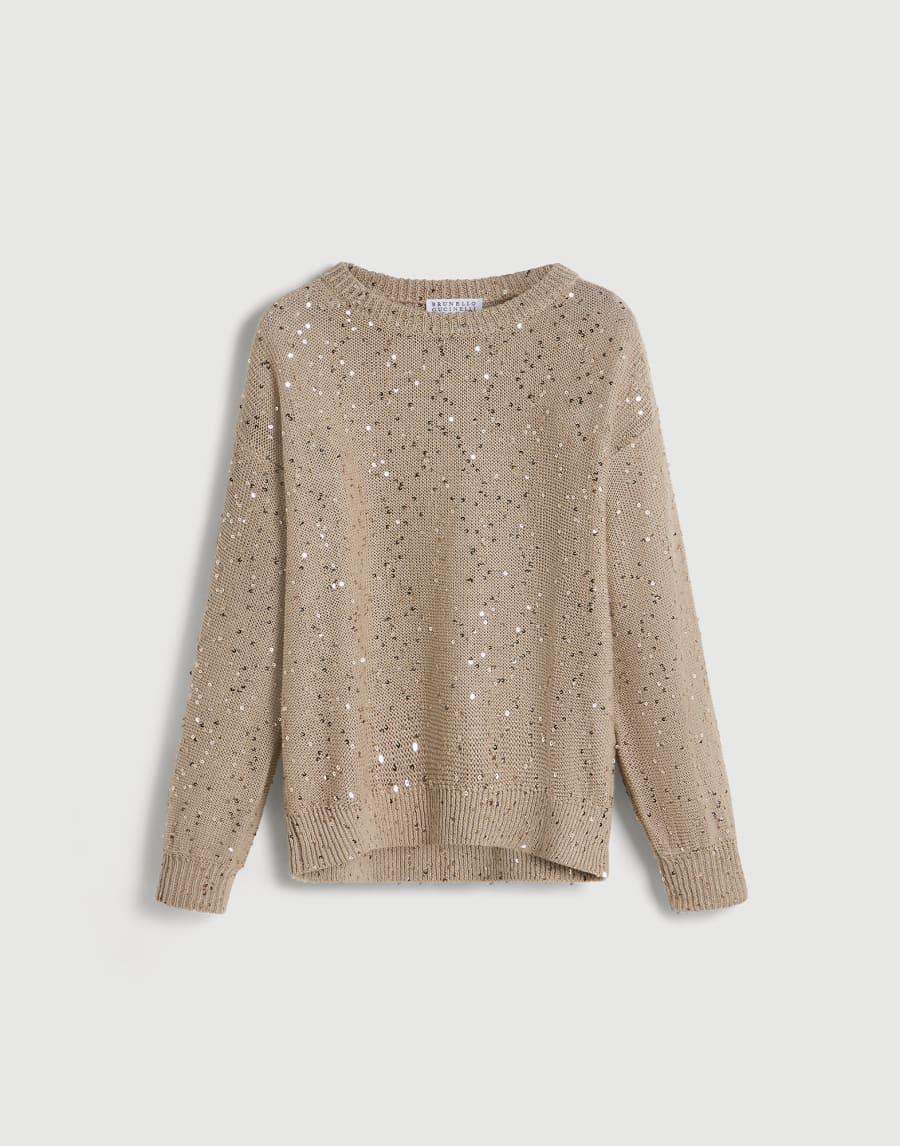 Pullover aus Leinen und Seide Beige Mädchen - Brunello Cucinelli