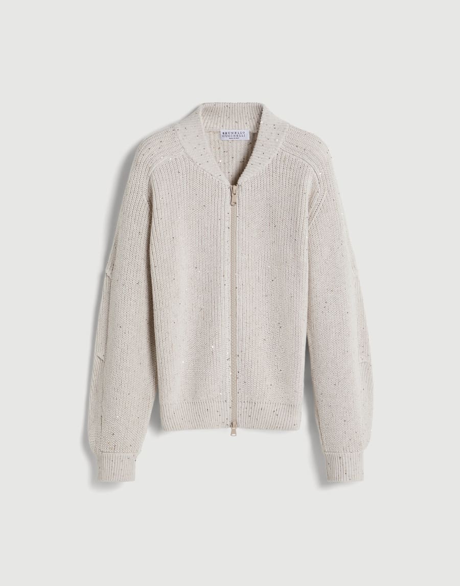 Cardigan point côtes anglaises Avoine Fille - Brunello Cucinelli