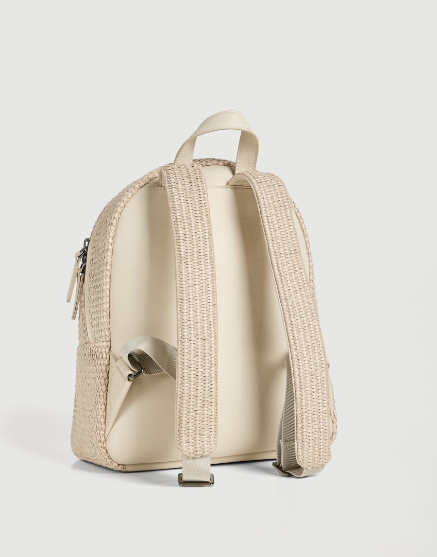 Sac à dos Bear en raphia technique Beige Fille - Brunello Cucinelli