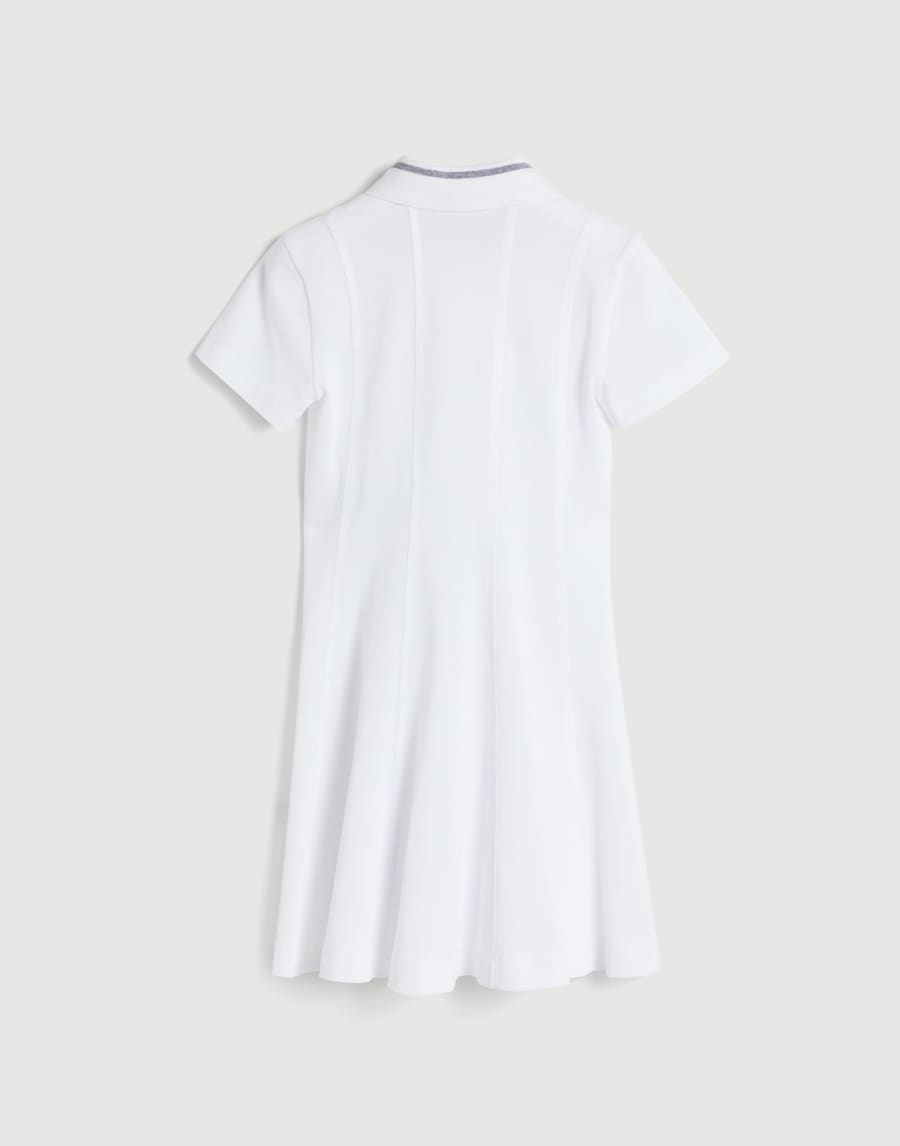 Robe en piqué de coton avec logo Blanc Fille - Brunello Cucinelli