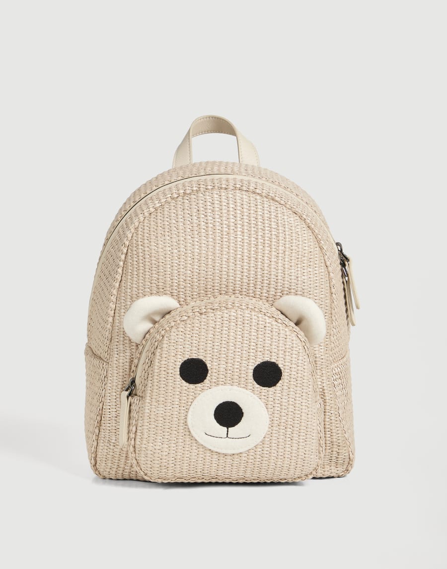 Sac à dos Bear en raphia technique Beige Fille - Brunello Cucinelli