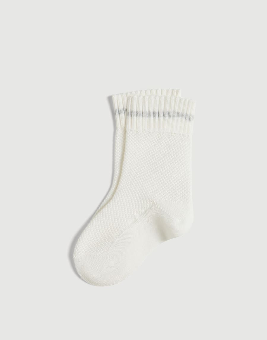 Baby Bernie Waffle stitch socks Panama Baby - Brunello Cucinelli