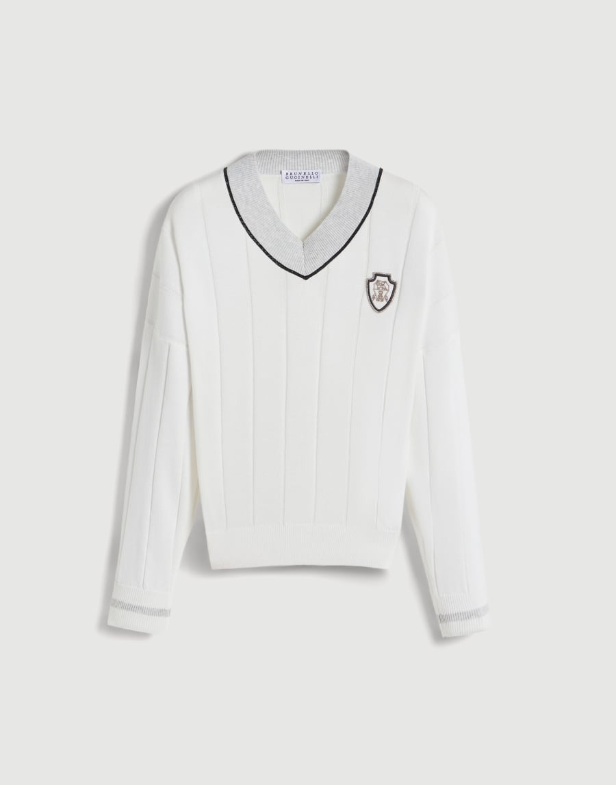 Cotton sweater with monili White Girls - Brunello Cucinelli