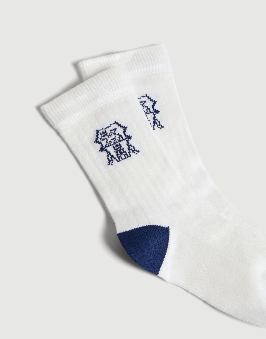 Rib knit socks with inlay Blue Boys - Brunello Cucinelli