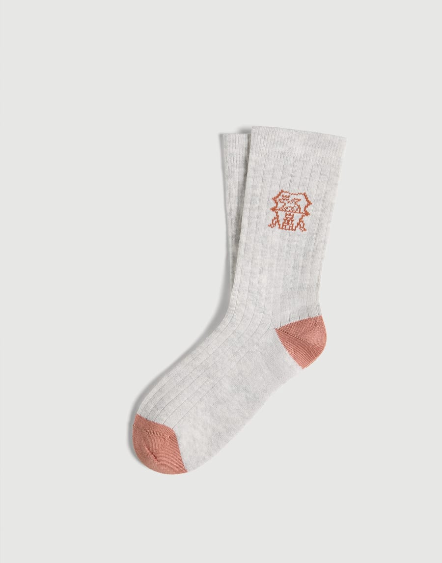 Rib knit socks with inlay Apricot Boys - Brunello Cucinelli