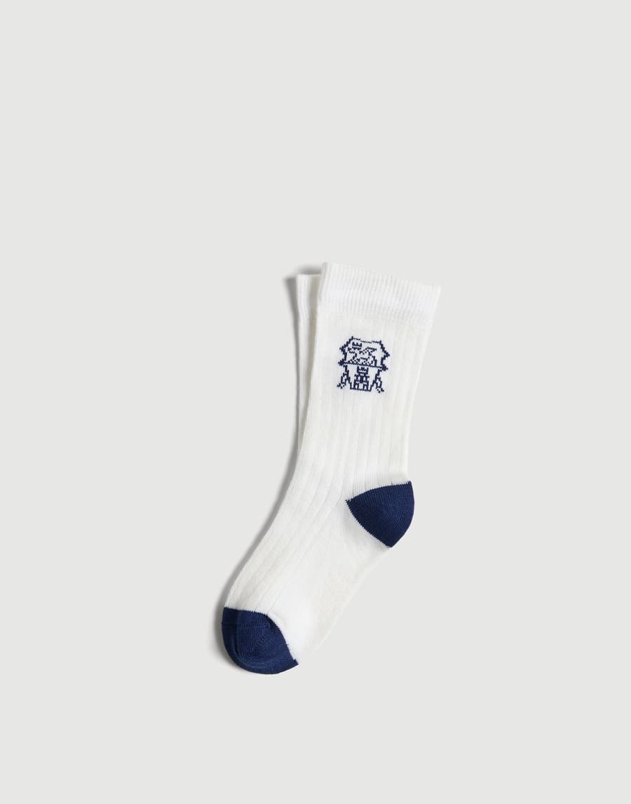 Rib knit socks with inlay Blue Boys - Brunello Cucinelli