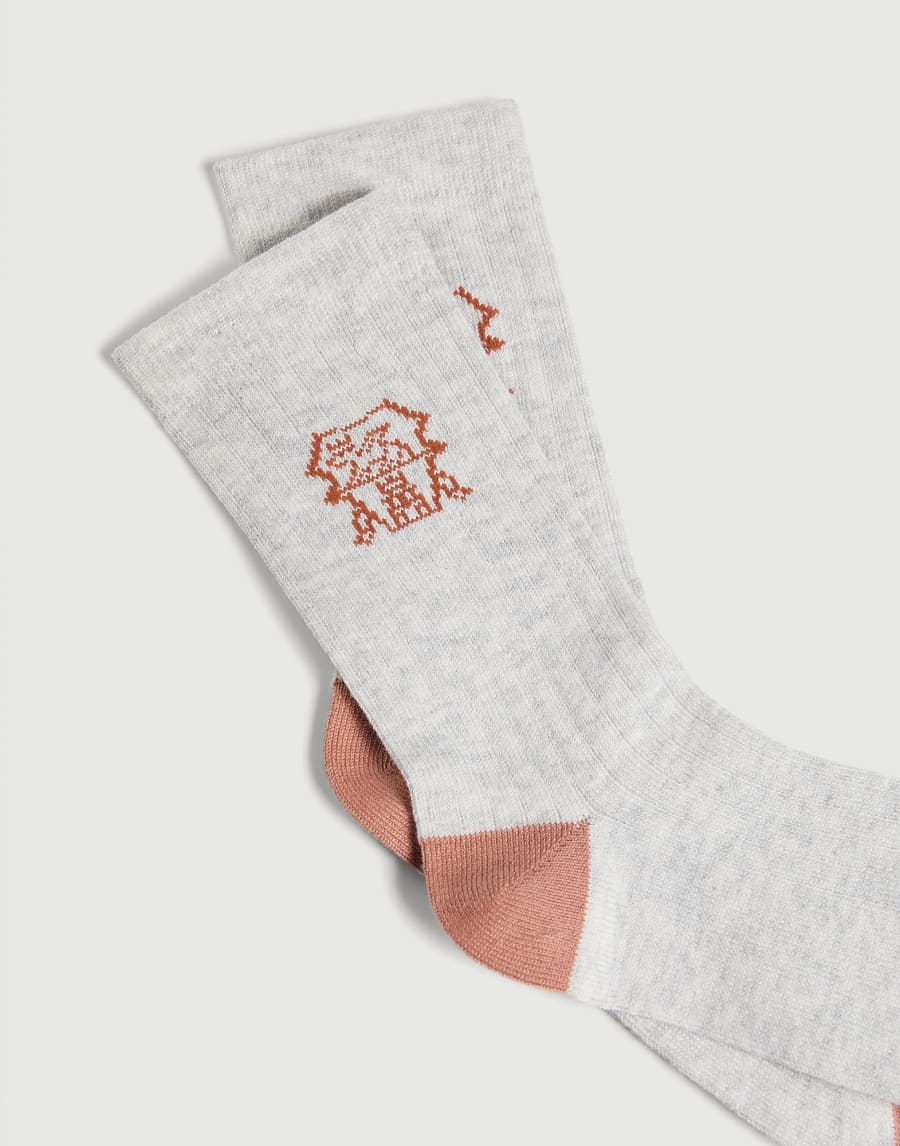 Rib knit socks with inlay Apricot Boys - Brunello Cucinelli