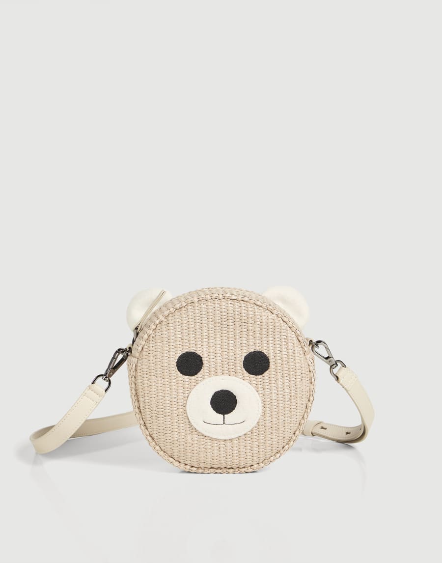 Techno raffia bear bag Beige Girls - Brunello Cucinelli