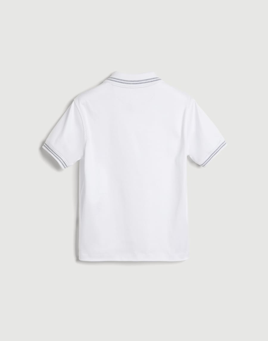 徽标装饰棉质汗布马球衫 白色 男童 - Brunello Cucinelli