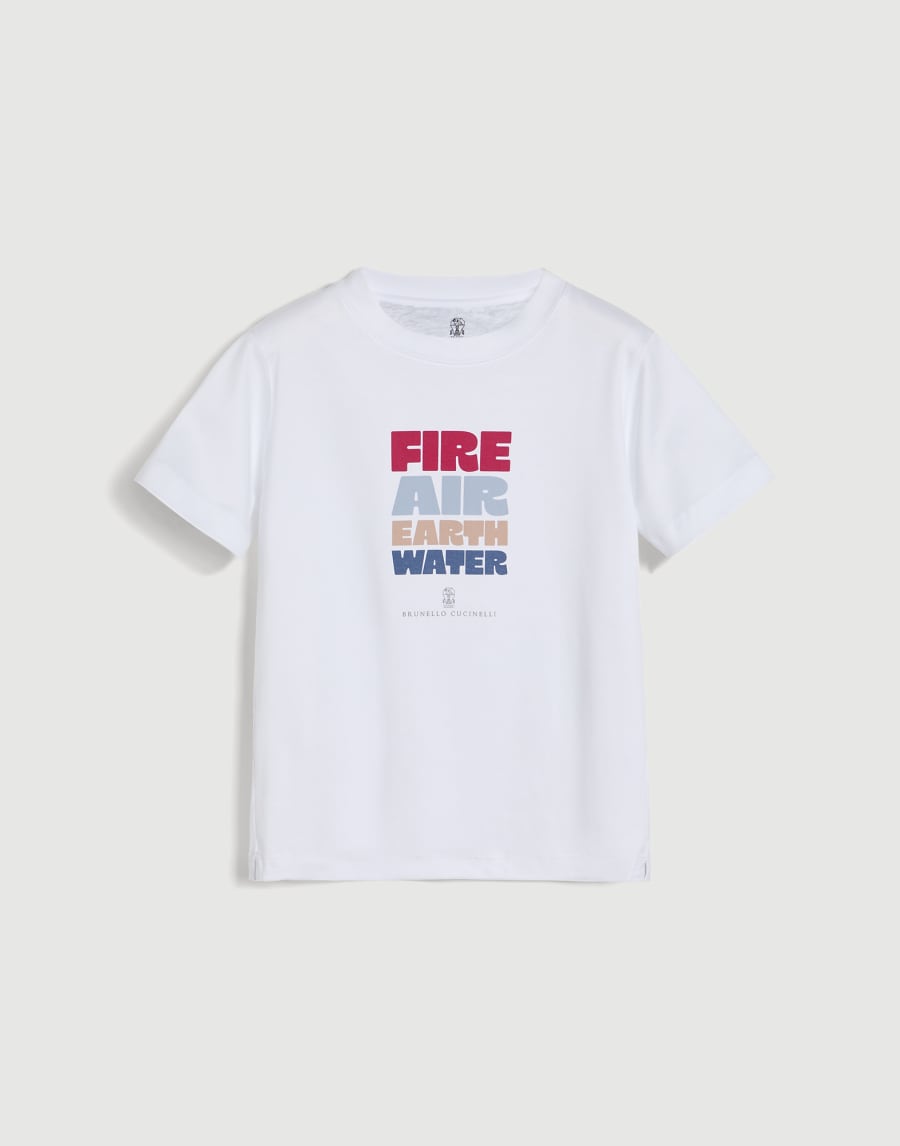 Cotton jersey T-shirt with print White Boys - Brunello Cucinelli