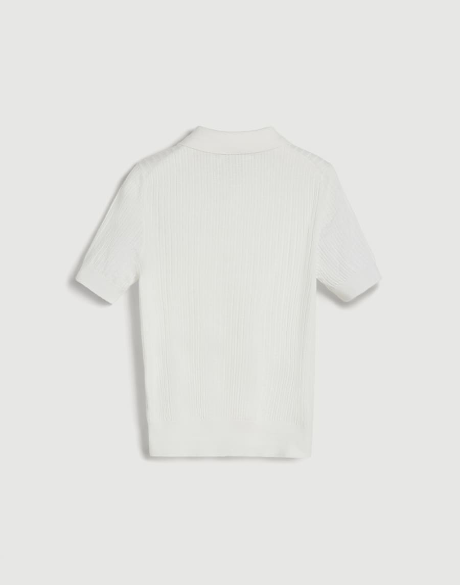 Textured Rib polo shirt Panama Boys - Brunello Cucinelli