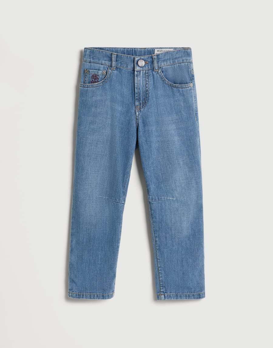 Old denim five-pocket trousers Light Denim Boys - Brunello Cucinelli