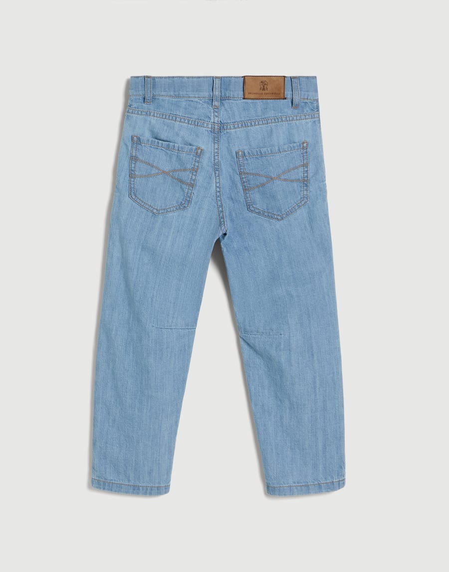 Pantalon cinq poches en denim léger Denim très Clair Garçon - Brunello Cucinelli