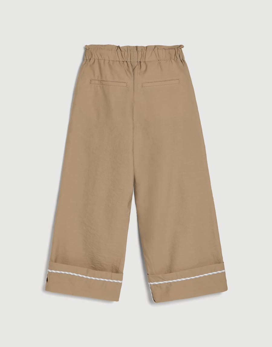 Pantalón Baggy Crop con Monile Marrón Claro Niña - Brunello Cucinelli