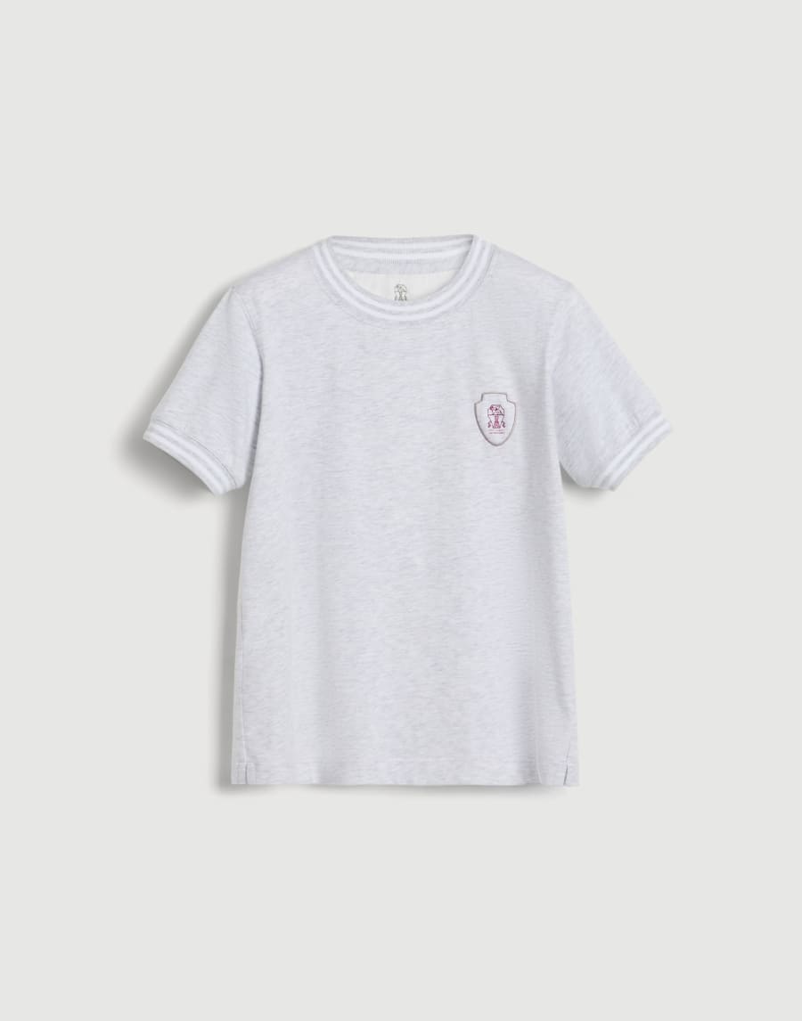 Cotton jersey T-shirt with logo Pearl Grey Boys - Brunello Cucinelli