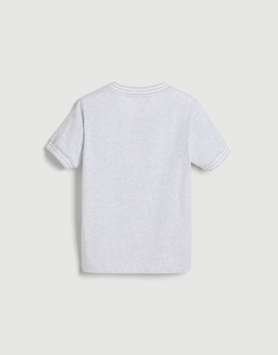 徽标装饰棉质汗布 T 恤 珠光灰 男童 - Brunello Cucinelli