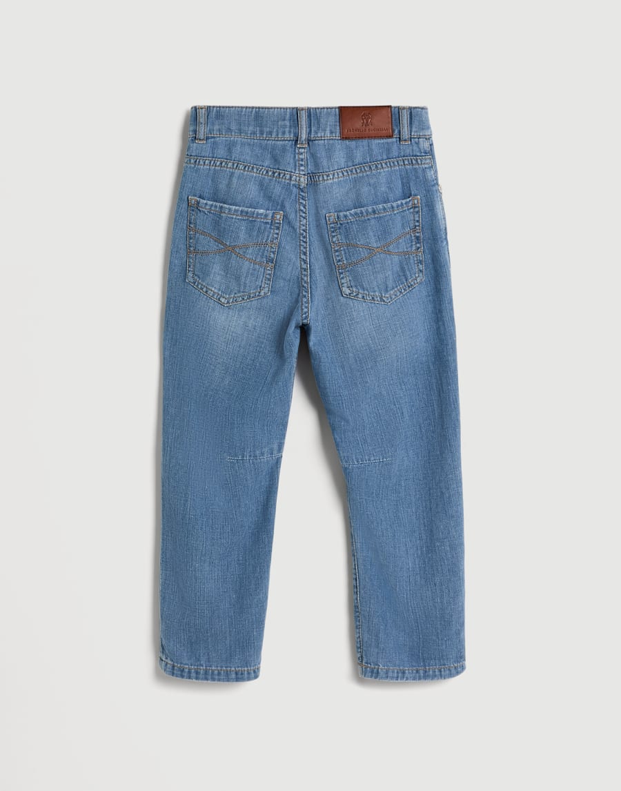 Old denim five-pocket trousers Light Denim Boys - Brunello Cucinelli