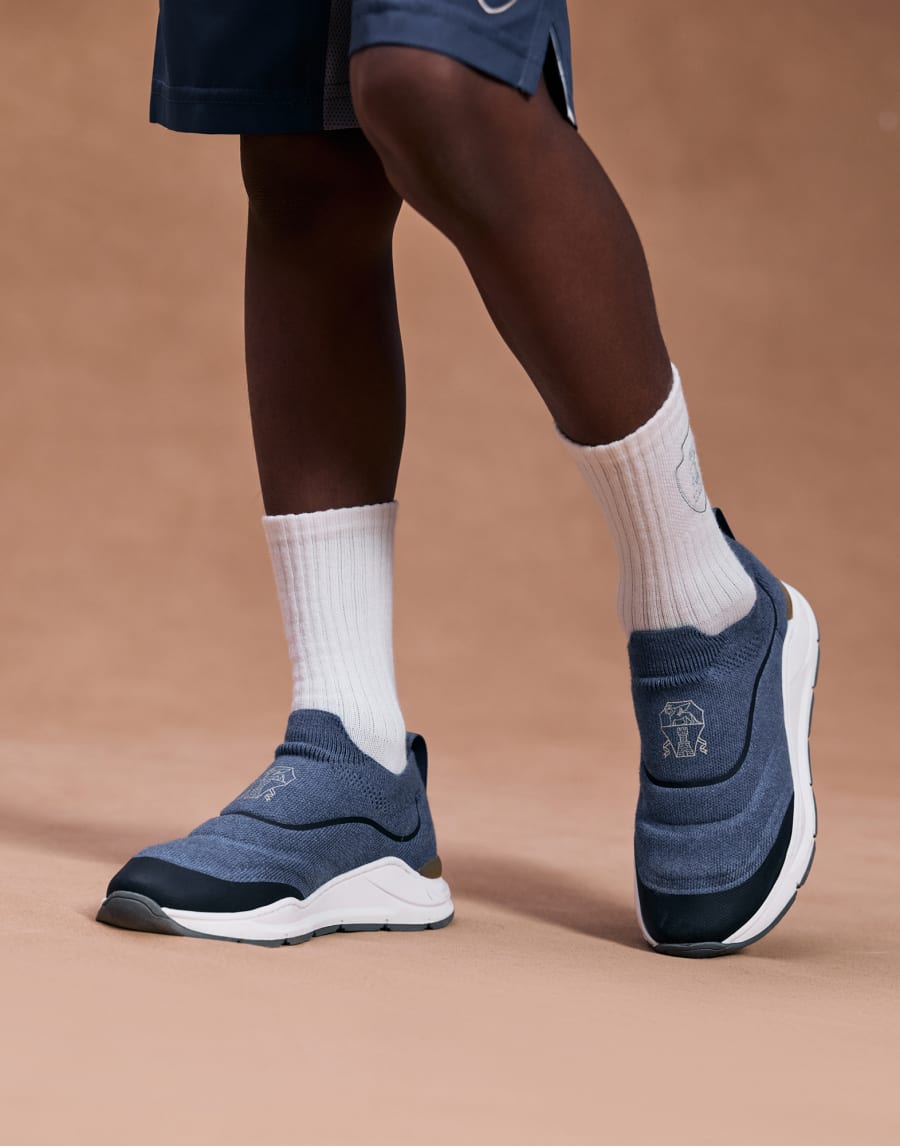 Zapatillas Slip-on en punto Denim Niño - Brunello Cucinelli