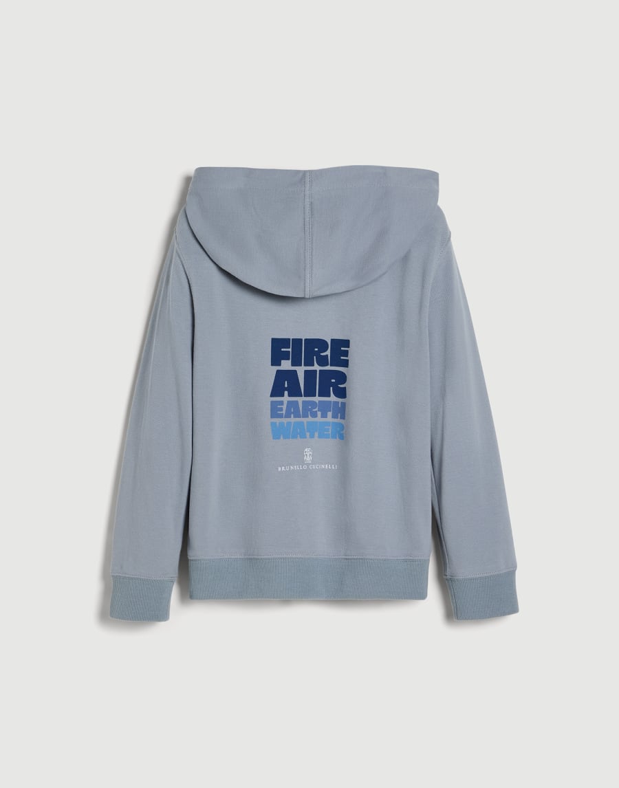 Hoodie with zipper and graphic Slate Boys - Brunello Cucinelli