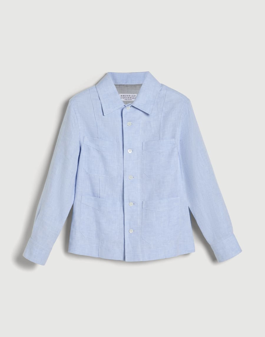 Diagonal guayabera Azure Boys - Brunello Cucinelli