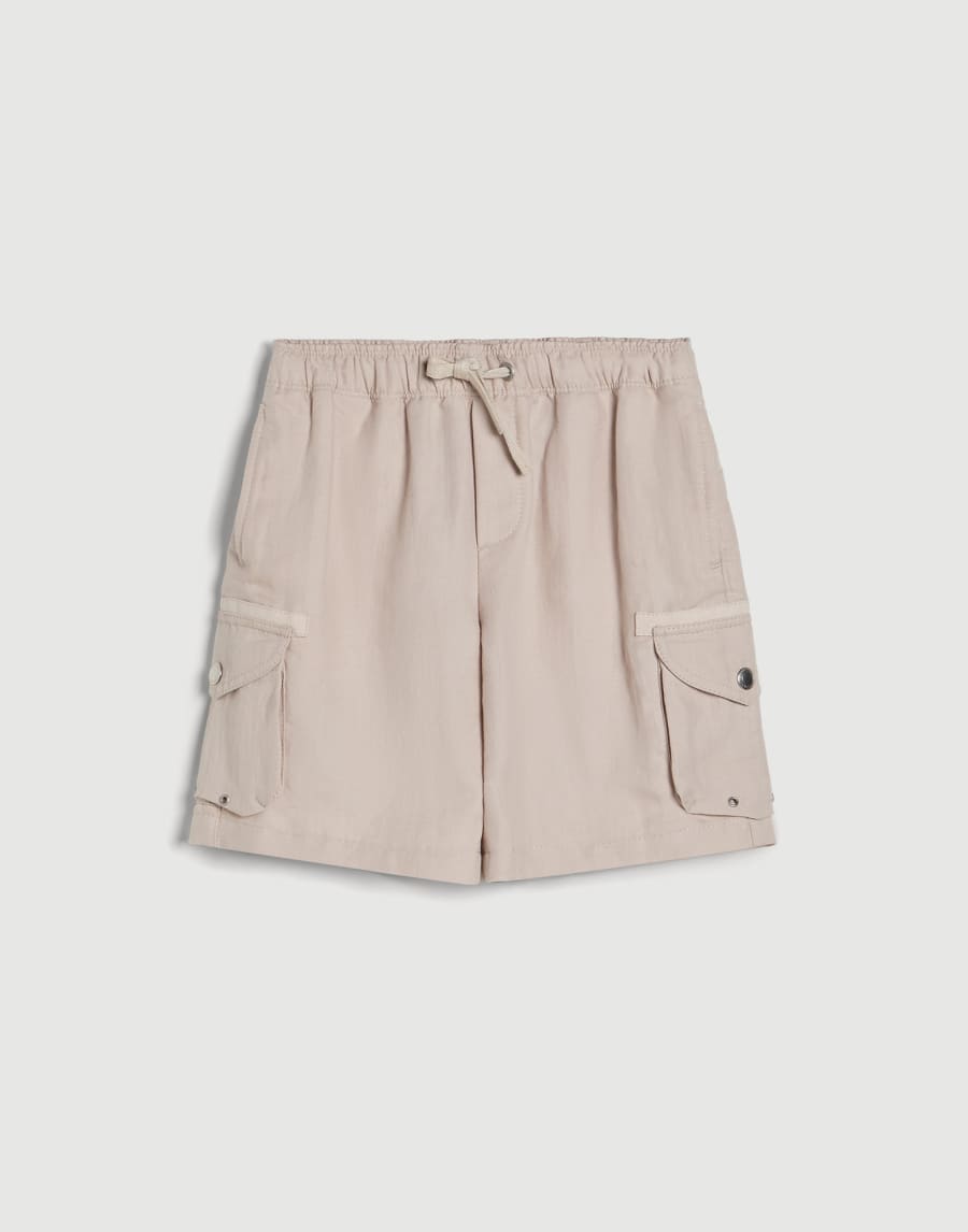 Bermuda shorts with drawstring and cargo pockets Light Brown Boys - Brunello Cucinelli