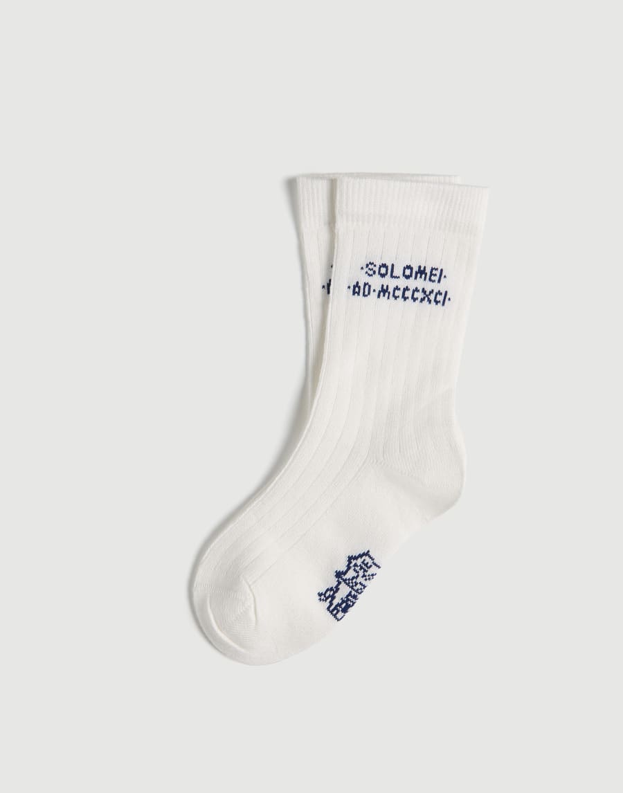Cotton knit socks with intarsia Panama Boys - Brunello Cucinelli