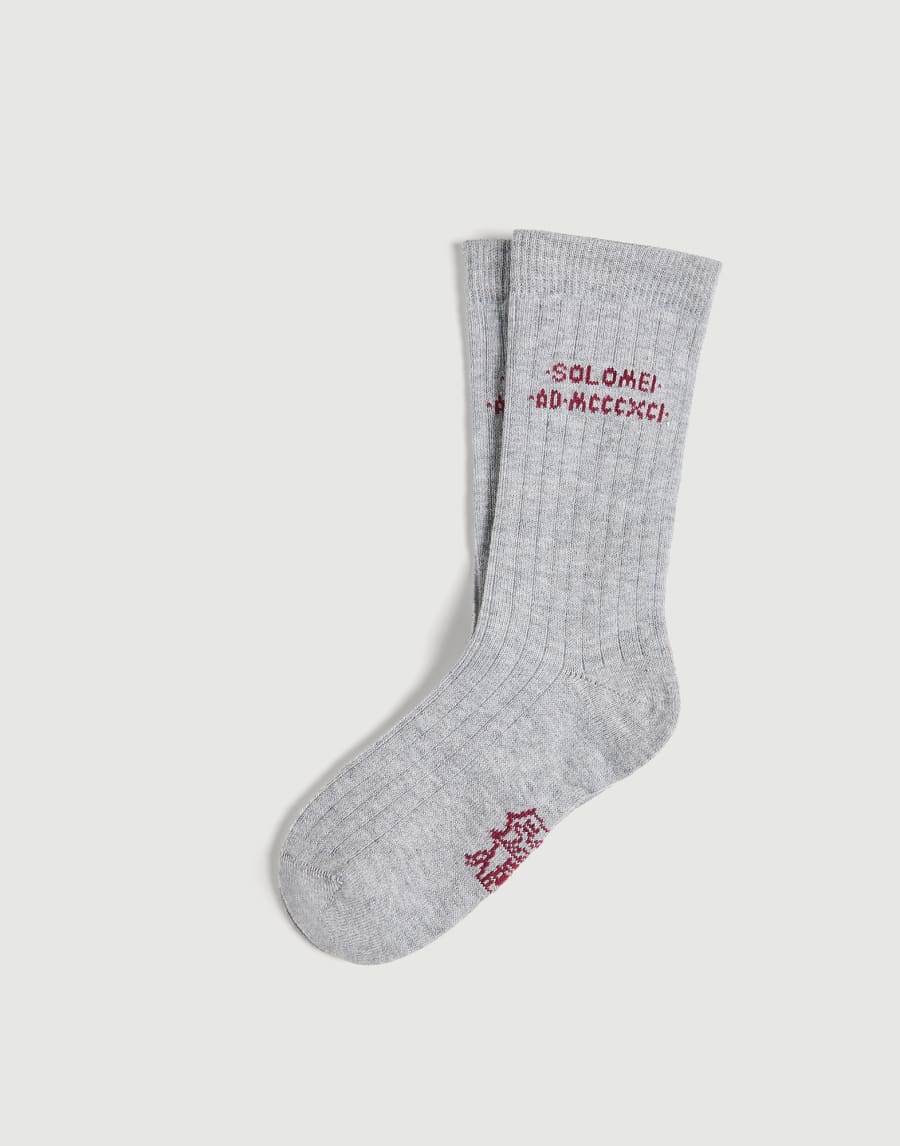 Cotton knit socks with intarsia Grey Boys - Brunello Cucinelli