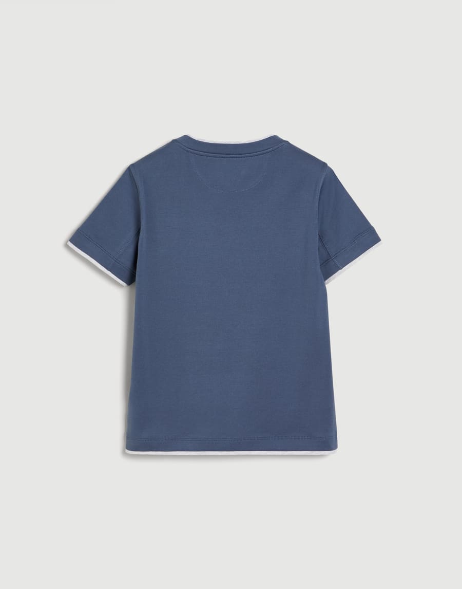 T-shirt with faux-layering Blue Boys - Brunello Cucinelli