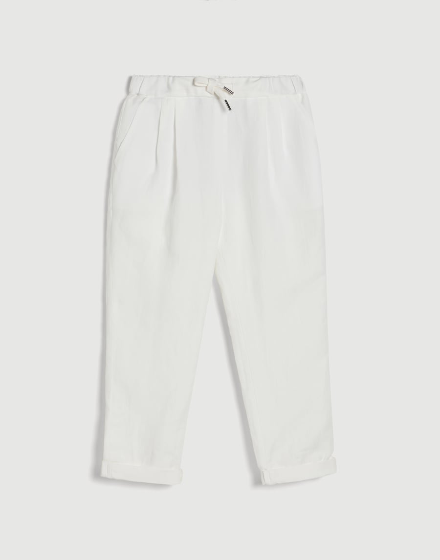 Pantalon double pince avec cordon Neige Garçon - Brunello Cucinelli