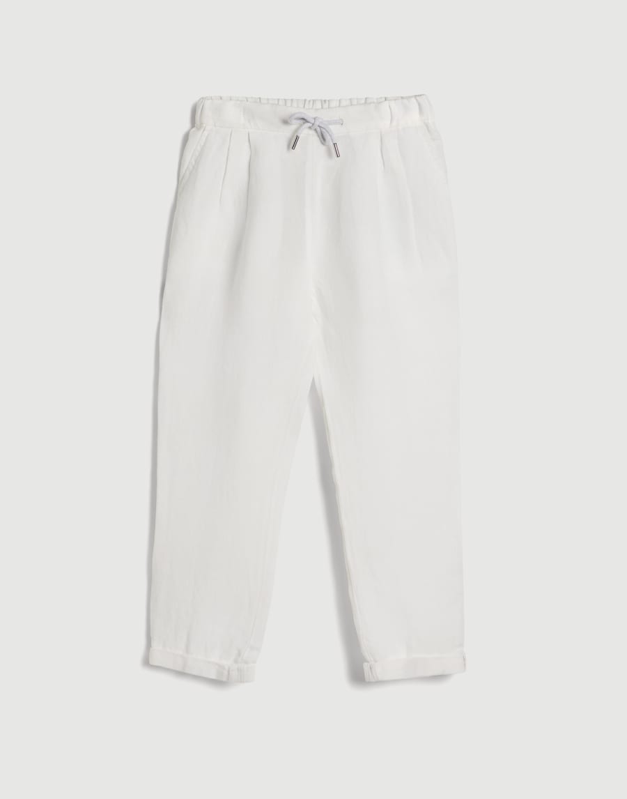Gabardine trousers with double pleats White Boys - Brunello Cucinelli