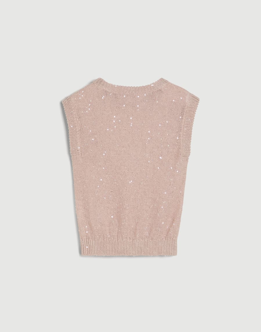 Linen and silk Diamond yarn knit T-shirt Pink Girls - Brunello Cucinelli