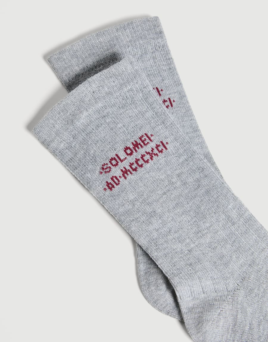 Cotton knit socks with intarsia Grey Boys - Brunello Cucinelli