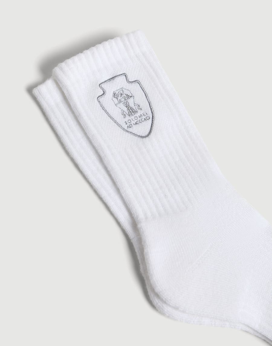 Ribbed socks with logo Light Grey Boys - Brunello Cucinelli