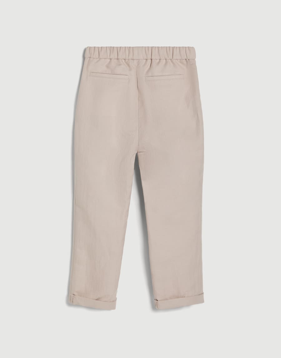 Trousers with drawstring and double pleats Light Brown Boys - Brunello Cucinelli