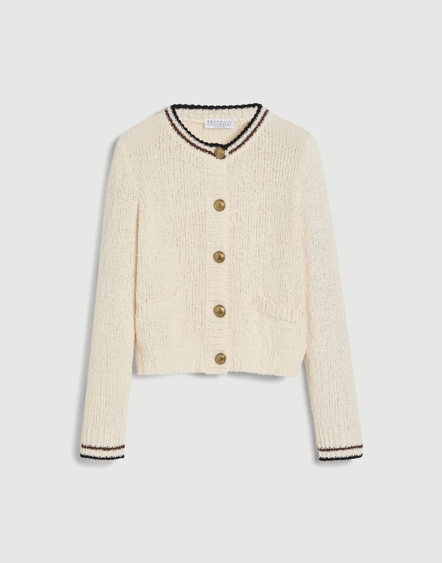 Rustic cotton cardigan Ecru Girls - Brunello Cucinelli