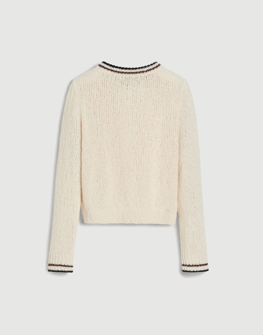 Rustic cotton cardigan Ecru Girls - Brunello Cucinelli