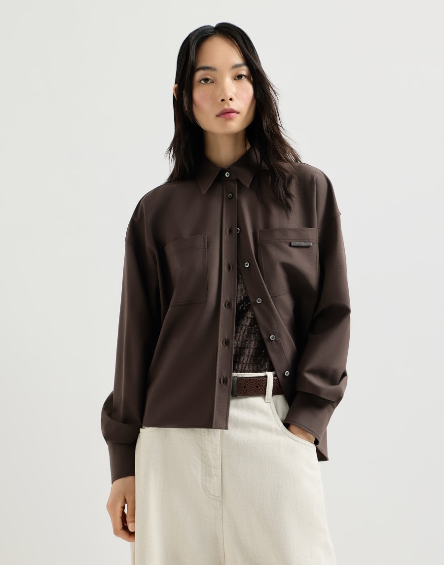 Tropical Luxury Wool shirt Brown Woman - Brunello Cucinelli