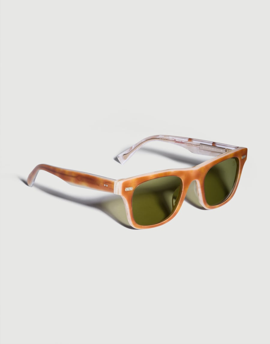 Mr. Brunello Signature in bilayer acetate Havana / Panama Eyewear - Brunello Cucinelli