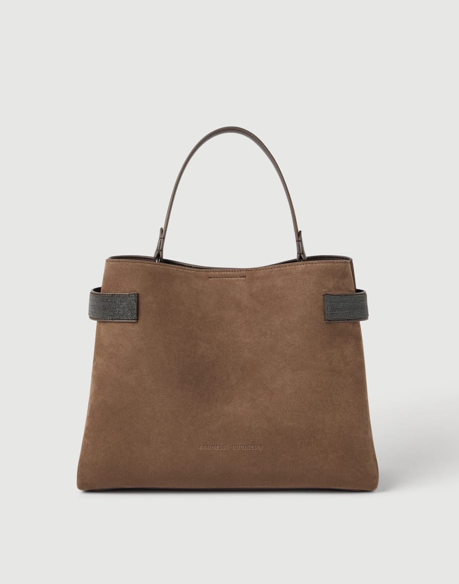 Suede Top-Handle Essence bag Bark Woman - Brunello Cucinelli