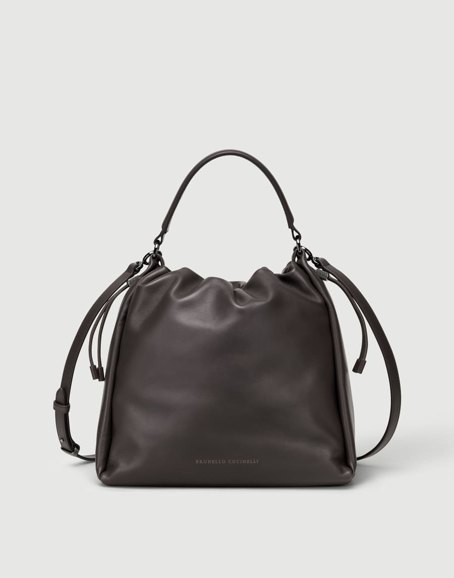 Soft leather Mellow Bucket bag Brown Woman - Brunello Cucinelli