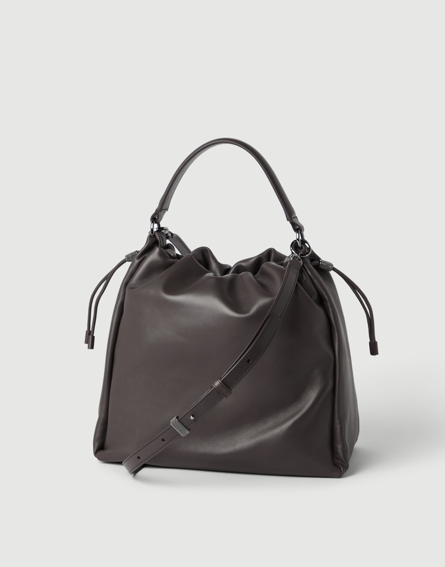 Soft leather Mellow Bucket bag Brown Woman - Brunello Cucinelli