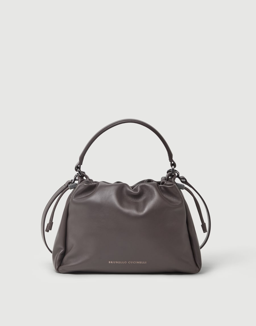 Small Soft Leather Mellow Bucket bag Brown Woman - Brunello Cucinelli