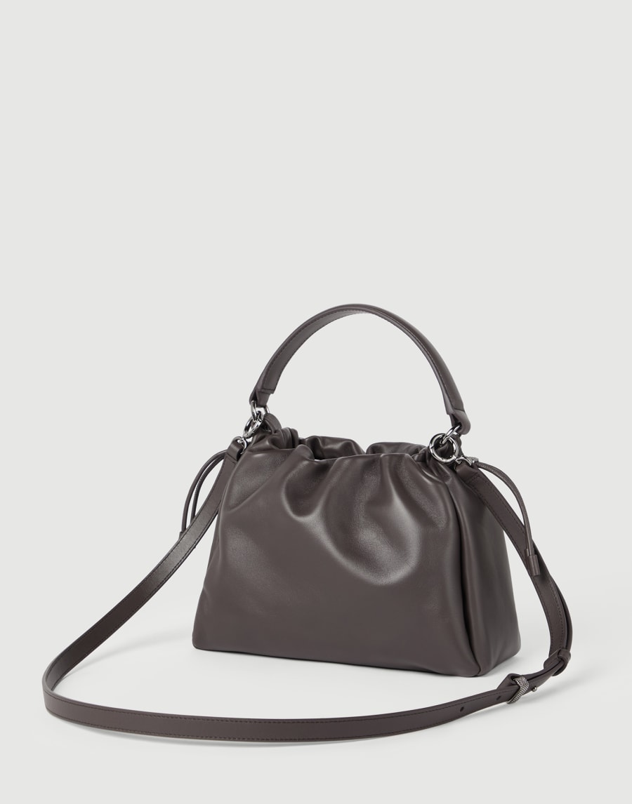 Small Soft Leather Mellow Bucket bag Brown Woman - Brunello Cucinelli