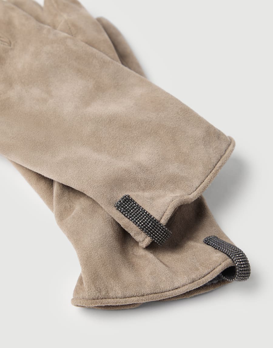 Suede gloves Beige Woman - Brunello Cucinelli