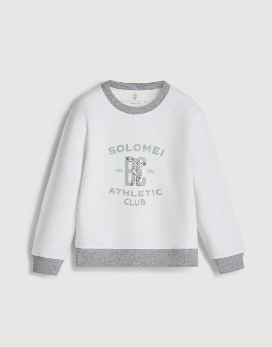 Mélange French terry sweatshirt with print Grey Boys - Brunello Cucinelli