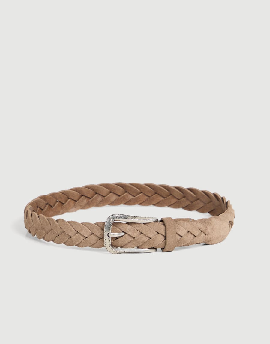 Braided suede belt Beige Boys - Brunello Cucinelli