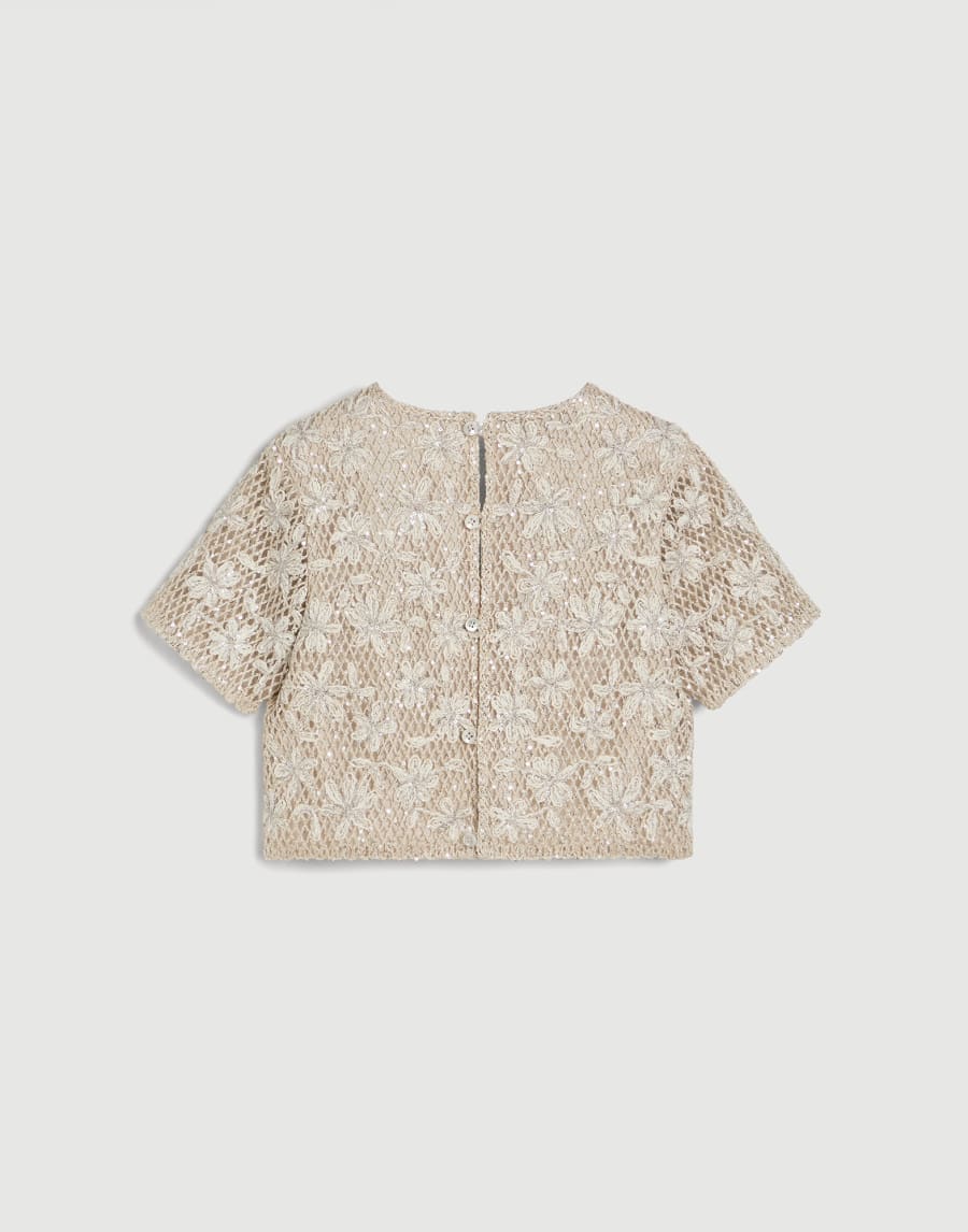 T-shirt Dazzling Daisy Net Embroidery Nature Fille - Brunello Cucinelli