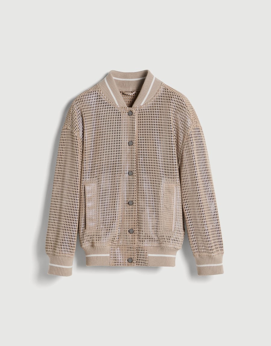 Sparkling net bomber jacket Beige Girls - Brunello Cucinelli