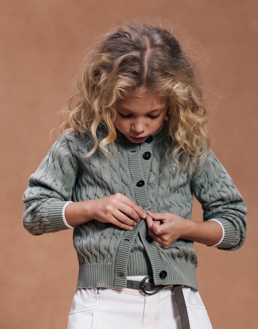 Cotton cardigan Sage Girls - Brunello Cucinelli